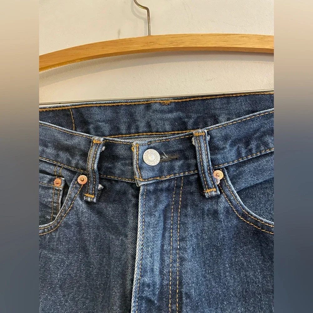 Levi’s Upcycled Dark Wash Jeans with Added Embroidered Hem - Picture 4 of 7